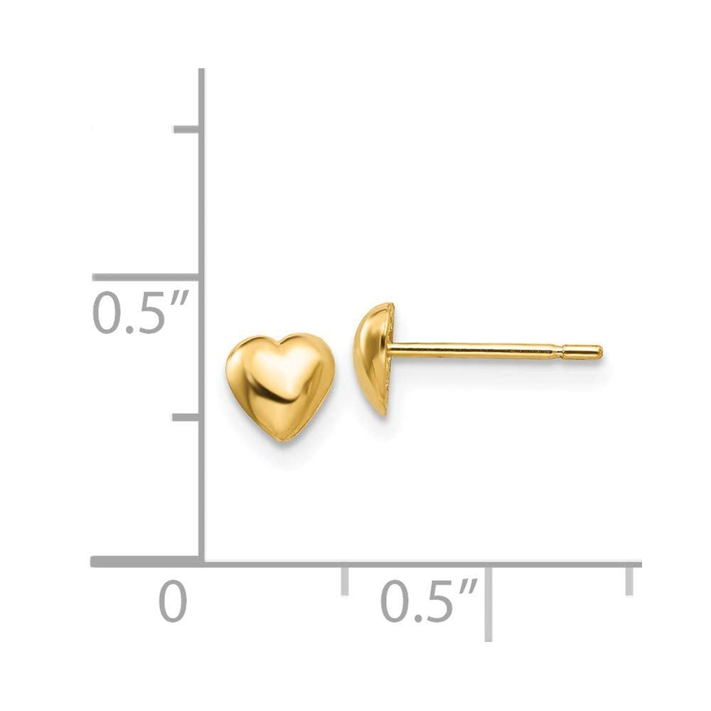 14K Yellow Gold Heart Design Post Stud Earrings, 5x5mm - JewelryAffairs