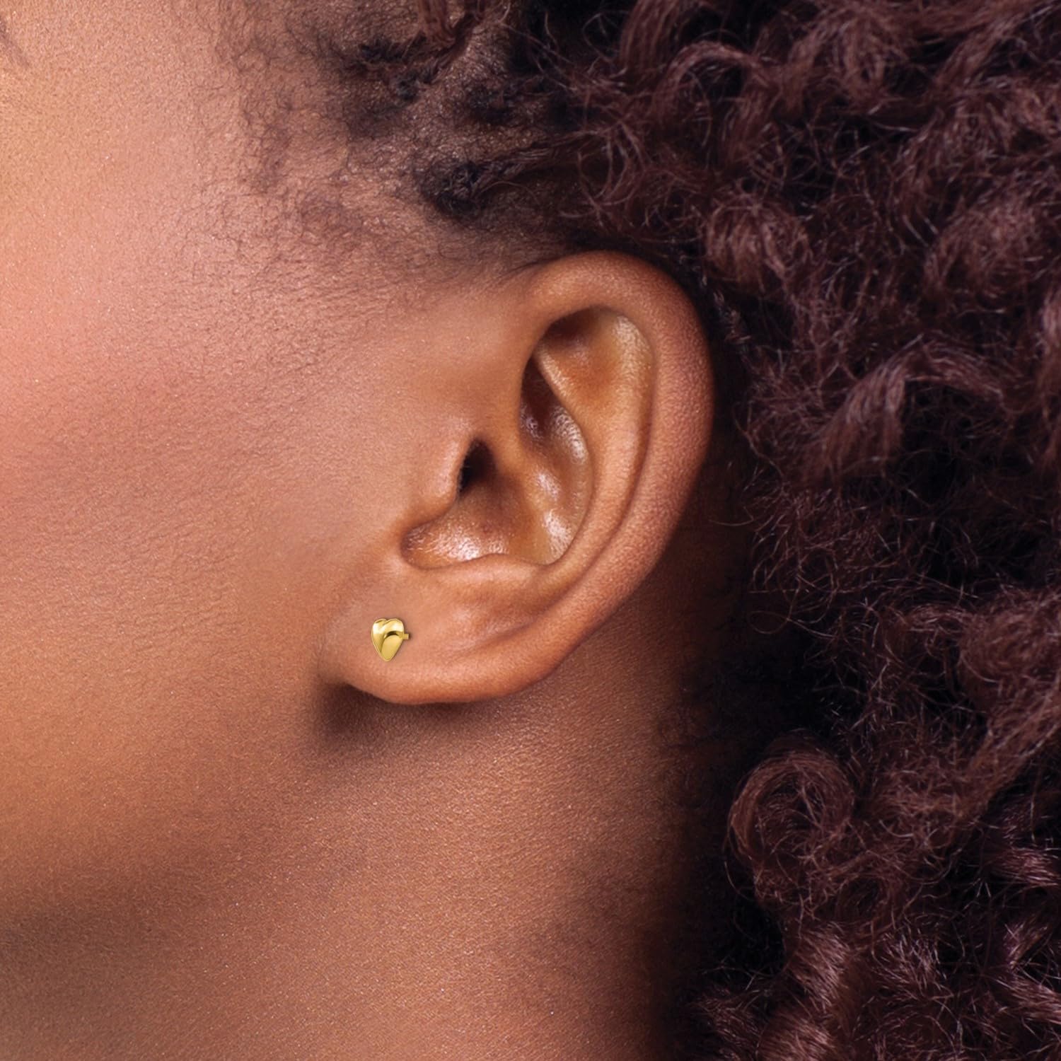 14K Yellow Gold Heart Design Post Stud Earrings, 5x5mm - JewelryAffairs
