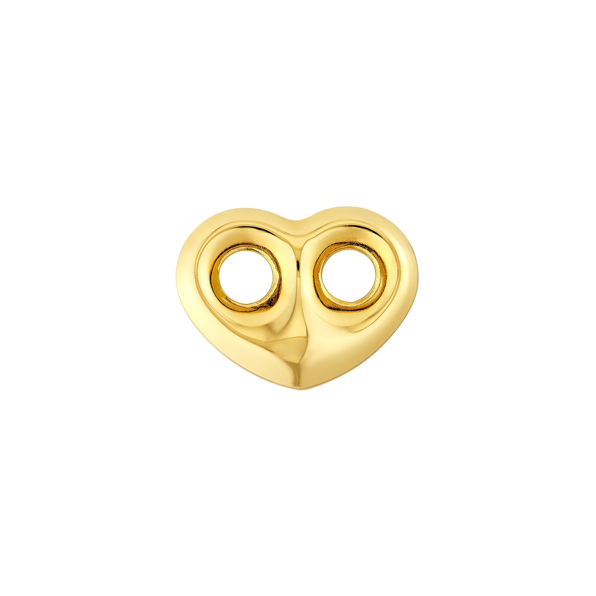 14k Yellow Gold Heart Puff Mariner Stud Earrings, 8mm - JewelryAffairs