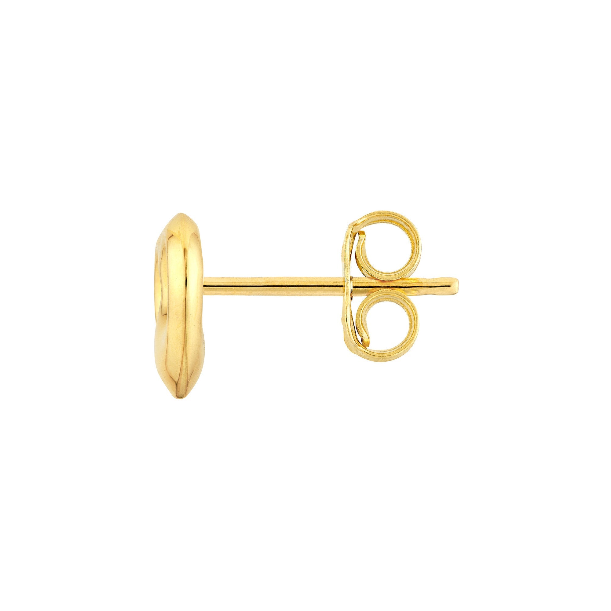 14k Yellow Gold Heart Puff Mariner Stud Earrings, 8mm - JewelryAffairs