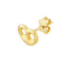 14k Yellow Gold Heart Puff Mariner Stud Earrings, 8mm - JewelryAffairs