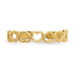 14k Yellow Gold Hearts Open Adjustable Toe Ring - JewelryAffairs