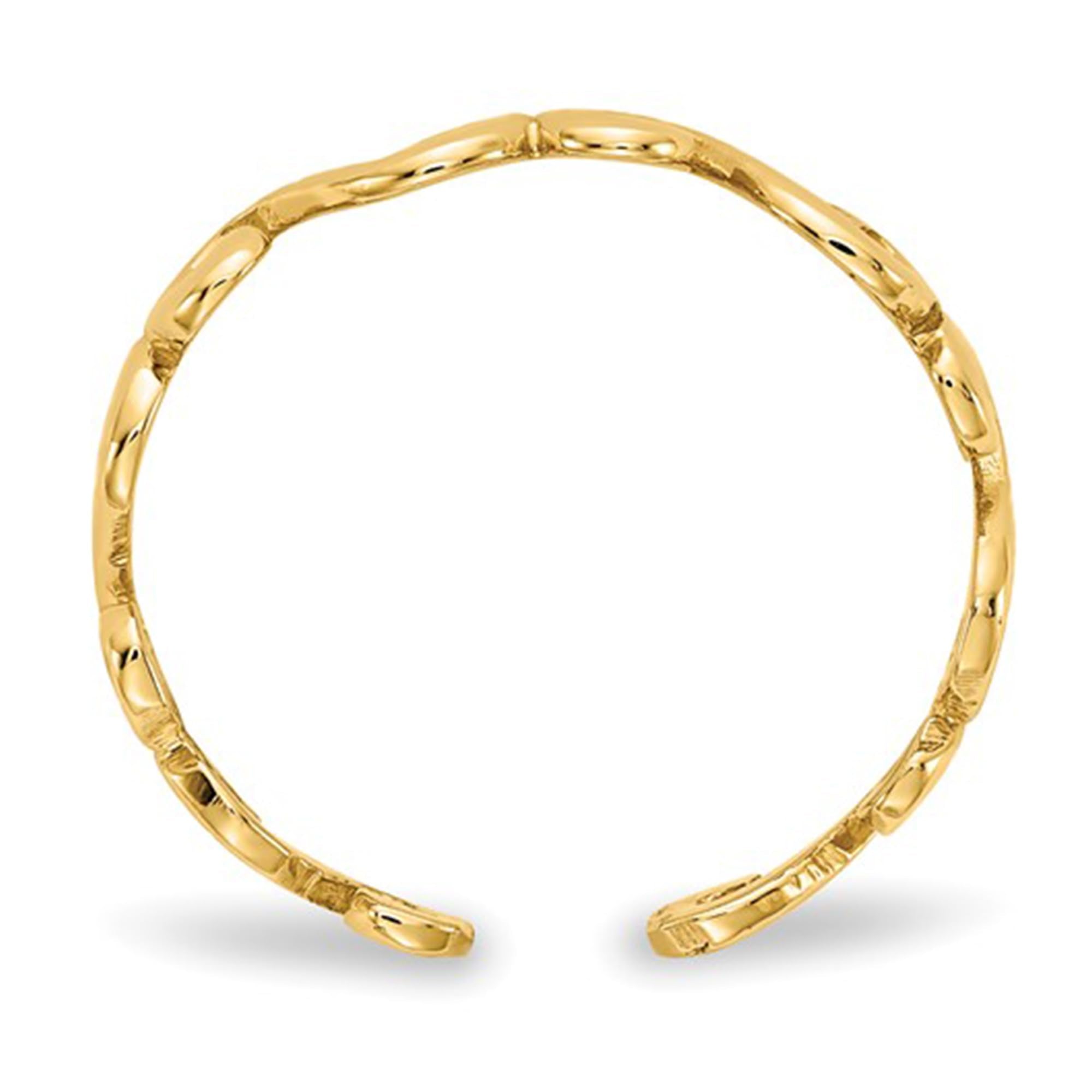 14k Yellow Gold Hearts Open Adjustable Toe Ring - JewelryAffairs