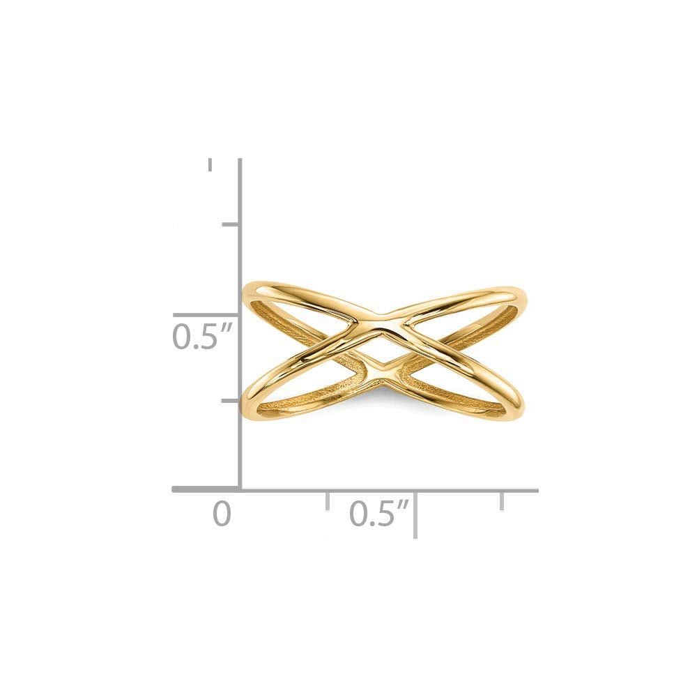 14k Yellow Gold High Polish Criss - Cross X Ring, Size 7 - JewelryAffairs