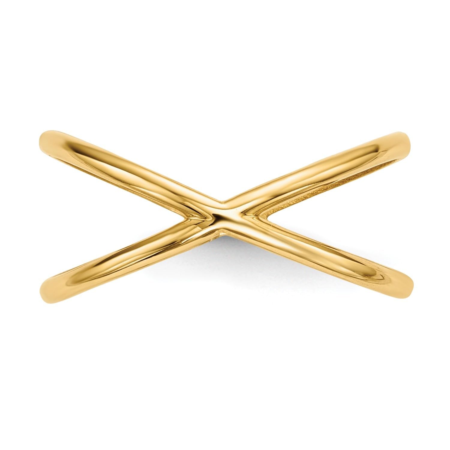 14k Yellow Gold High Polish Criss - Cross X Ring, Size 7 - JewelryAffairs
