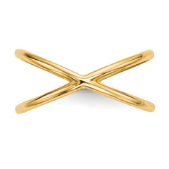 14k Yellow Gold High Polish Criss - Cross X Ring, Size 7 - JewelryAffairs