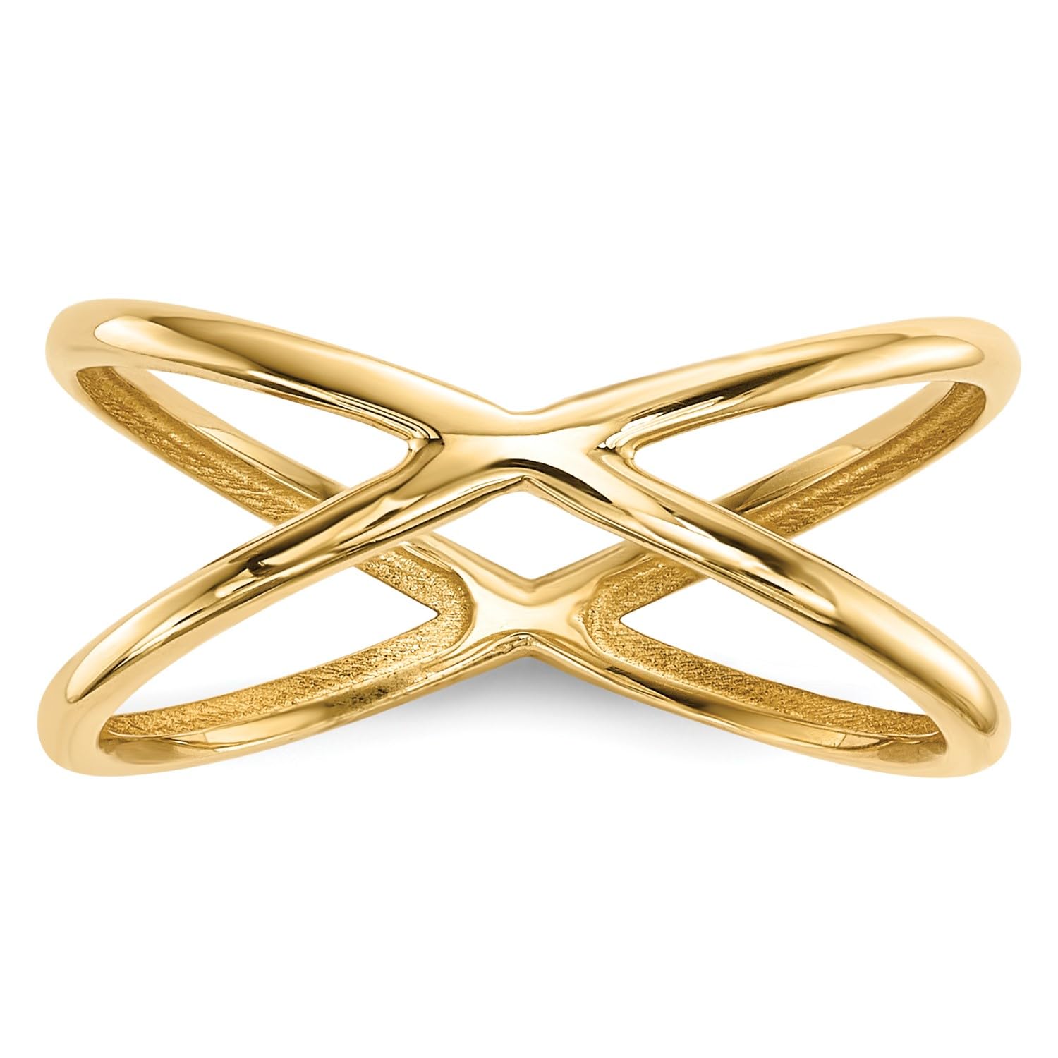 14k Yellow Gold High Polish Criss - Cross X Ring, Size 7 - JewelryAffairs