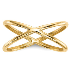 14k Yellow Gold High Polish Criss - Cross X Ring, Size 7 - JewelryAffairs