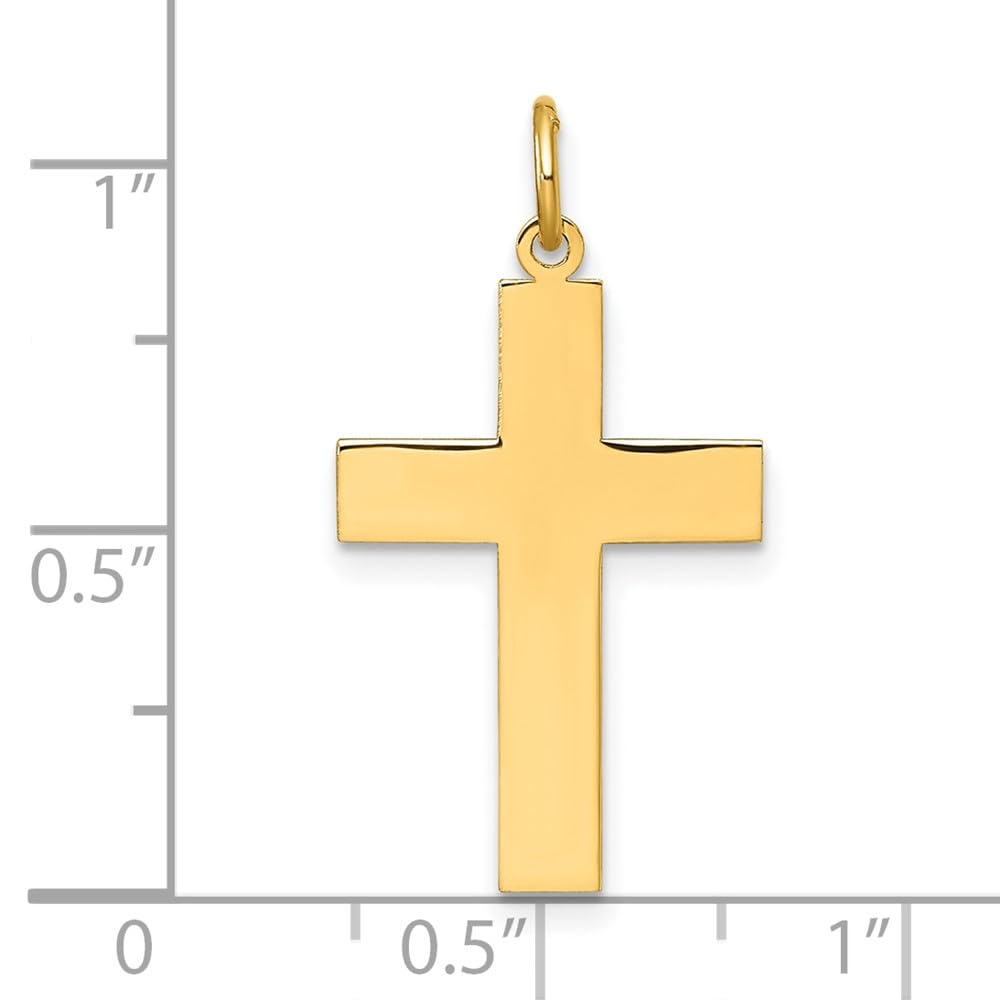 14k Yellow Gold High Polish Cross Pendant, 1 x 0.5 inches - JewelryAffairs