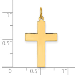14k Yellow Gold High Polish Cross Pendant, 1 x 0.5 inches - JewelryAffairs