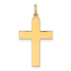 14k Yellow Gold High Polish Cross Pendant, 1 x 0.5 inches - JewelryAffairs