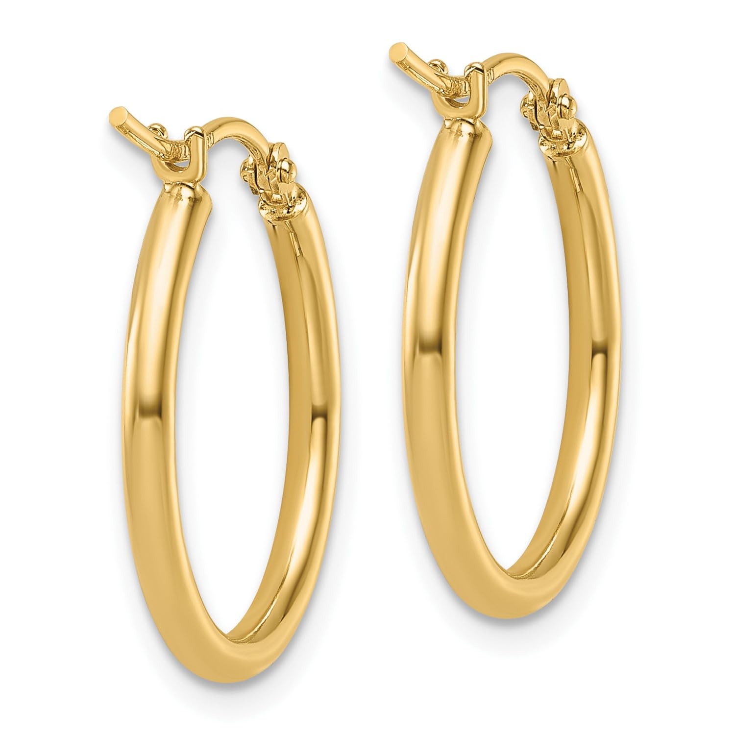 14k Yellow Gold High Polish Hoop Earrings, 2x20mm