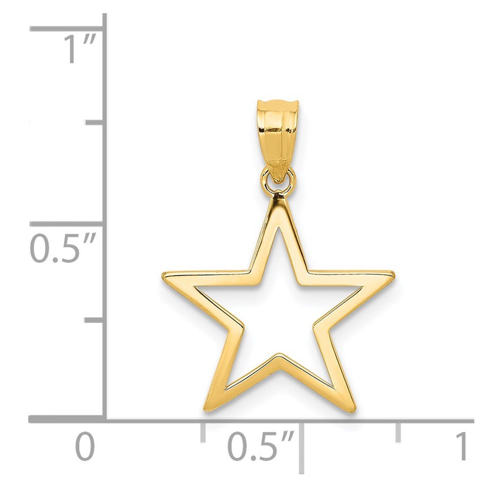 14k Yellow Gold High Polish Star Pendant, 17mm x 15mm - JewelryAffairs