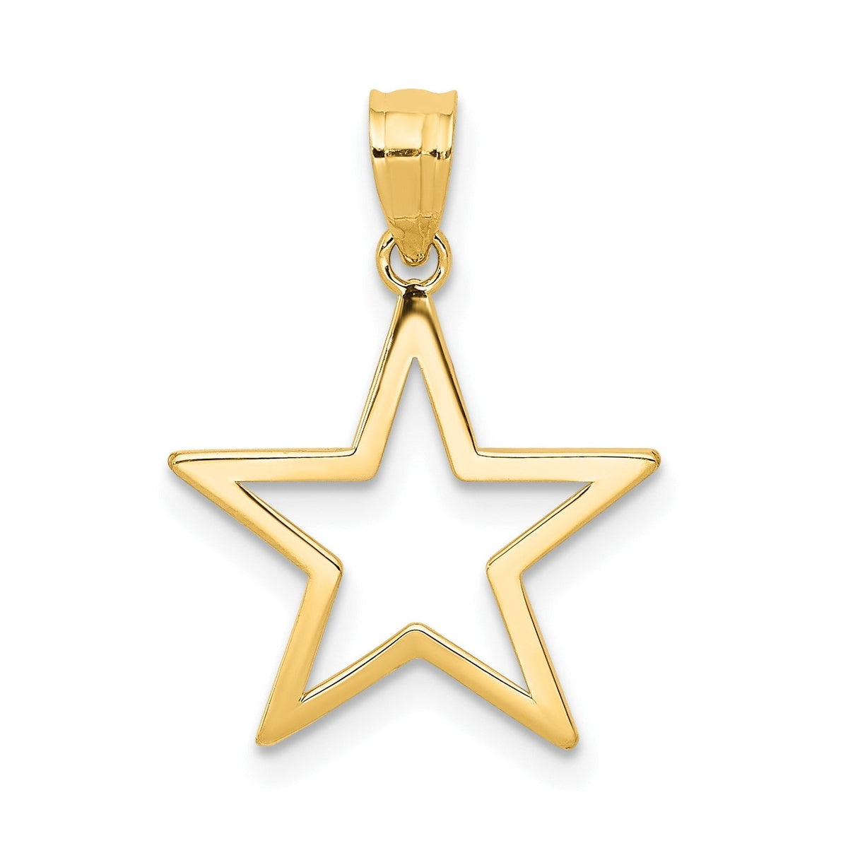 14k Yellow Gold High Polish Star Pendant, 17mm x 15mm - JewelryAffairs