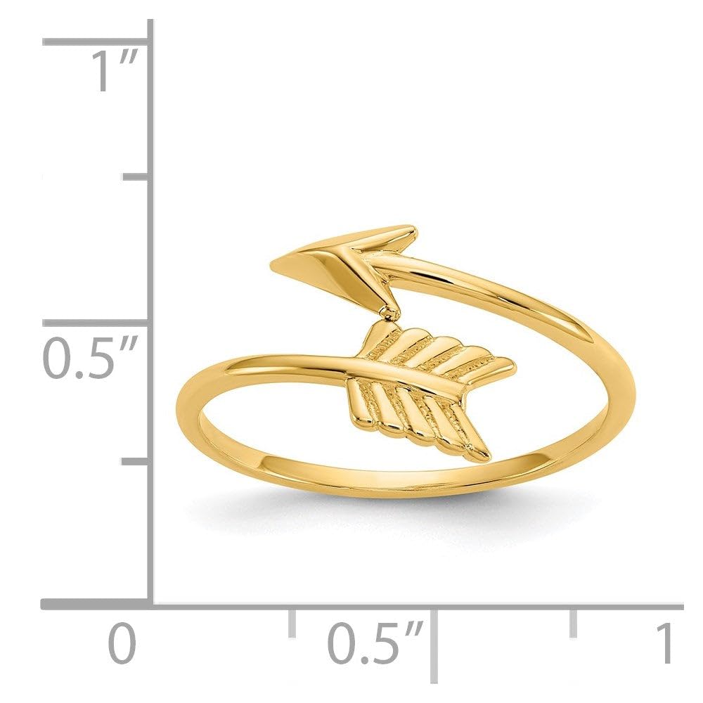 14K Yellow Gold High Polished Arrow Adjustable Ring, 7 - JewelryAffairs
