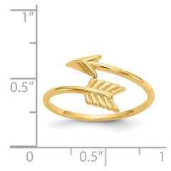 14K Yellow Gold High Polished Arrow Adjustable Ring, 7
