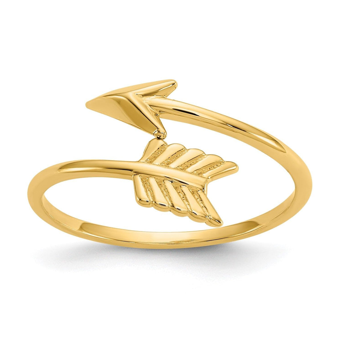 14K Yellow Gold High Polished Arrow Adjustable Ring, 7 - JewelryAffairs
