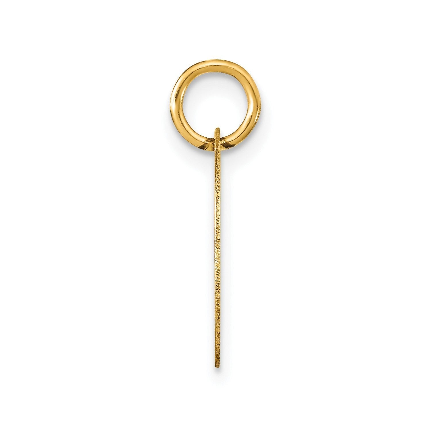14K Yellow Gold High Polished Black Enamel Initial Disk Pendant 15mm - JewelryAffairs