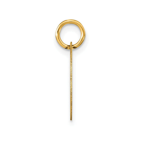14K Yellow Gold High Polished Black Enamel Initial Disk Pendant 15mm