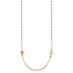 14k Yellow Gold High Polished Cross Rosary 18 inch Necklace