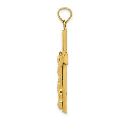 14k Yellow Gold High Polished Crucifix Jesus Pendant, 40x21mm