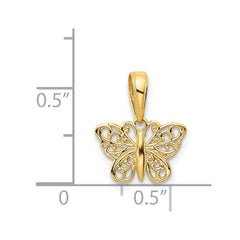 14k Yellow Gold High Polished Filigree Butterfly Pendant,8x12mm - JewelryAffairs