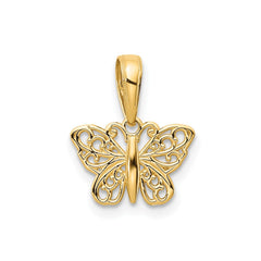 14k Yellow Gold High Polished Filigree Butterfly Pendant,8x12mm - JewelryAffairs