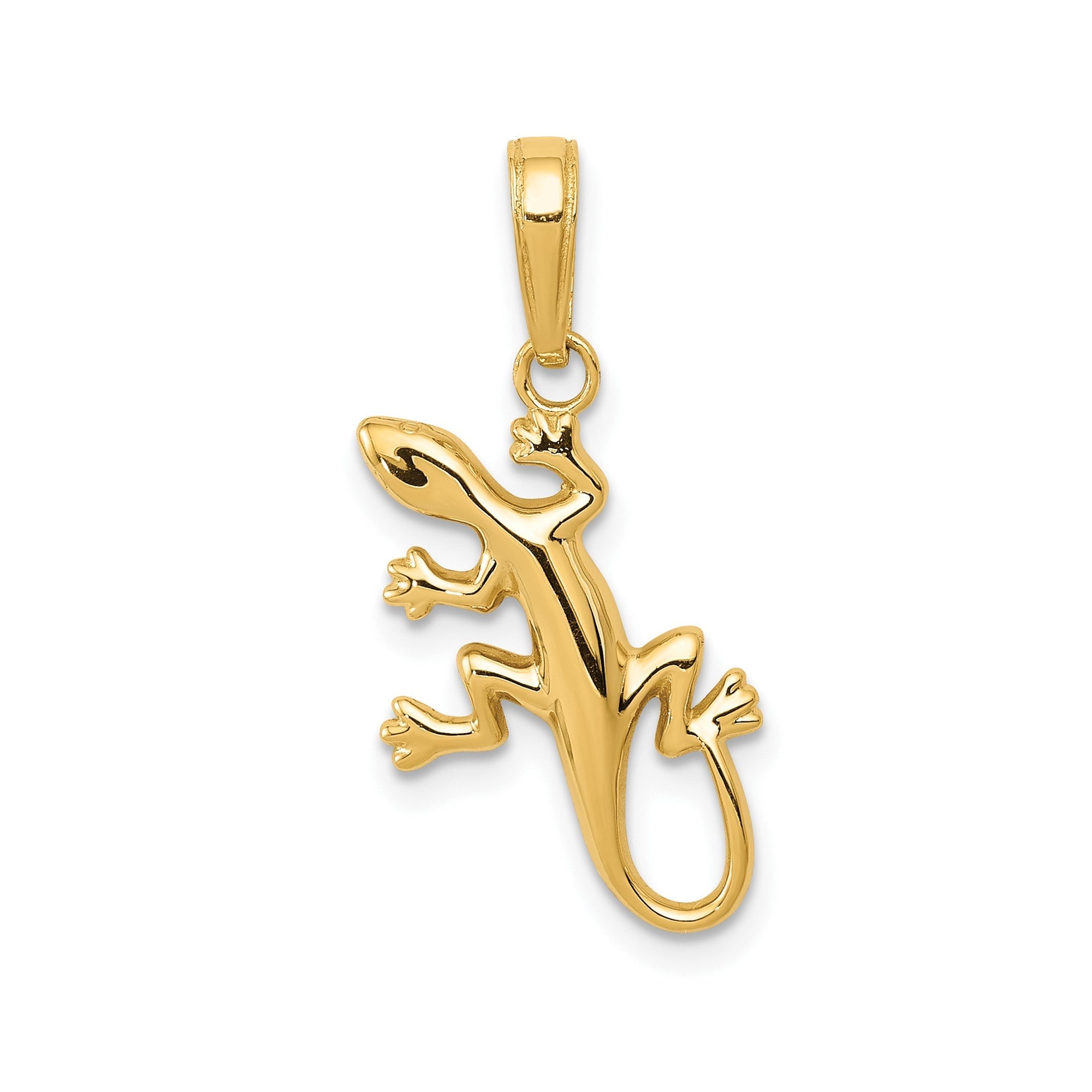14k Yellow Gold High Polished Gecko Pendant Charm, 17x15