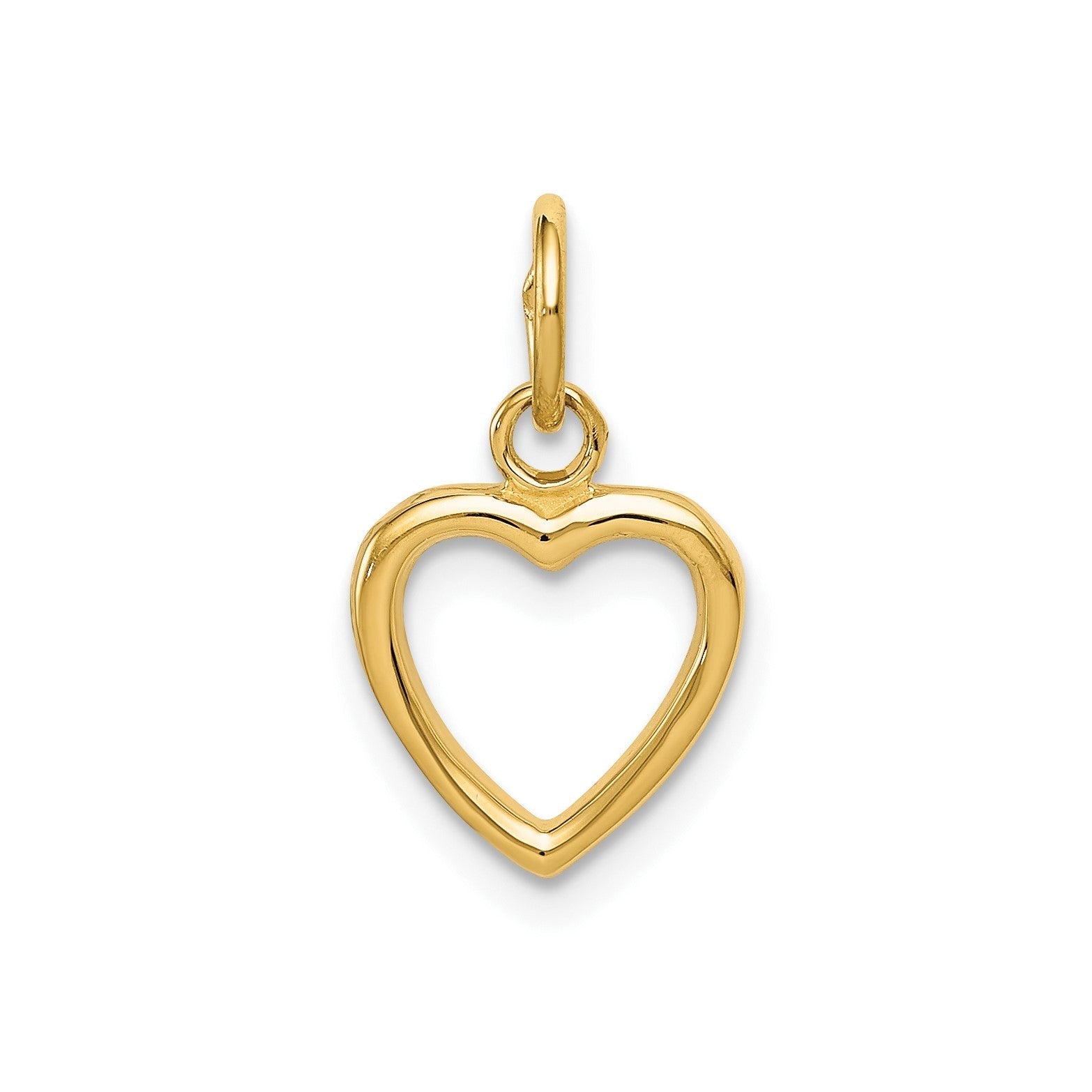 14K Yellow Gold High Polished Heart Pendant, 16x10mm - JewelryAffairs