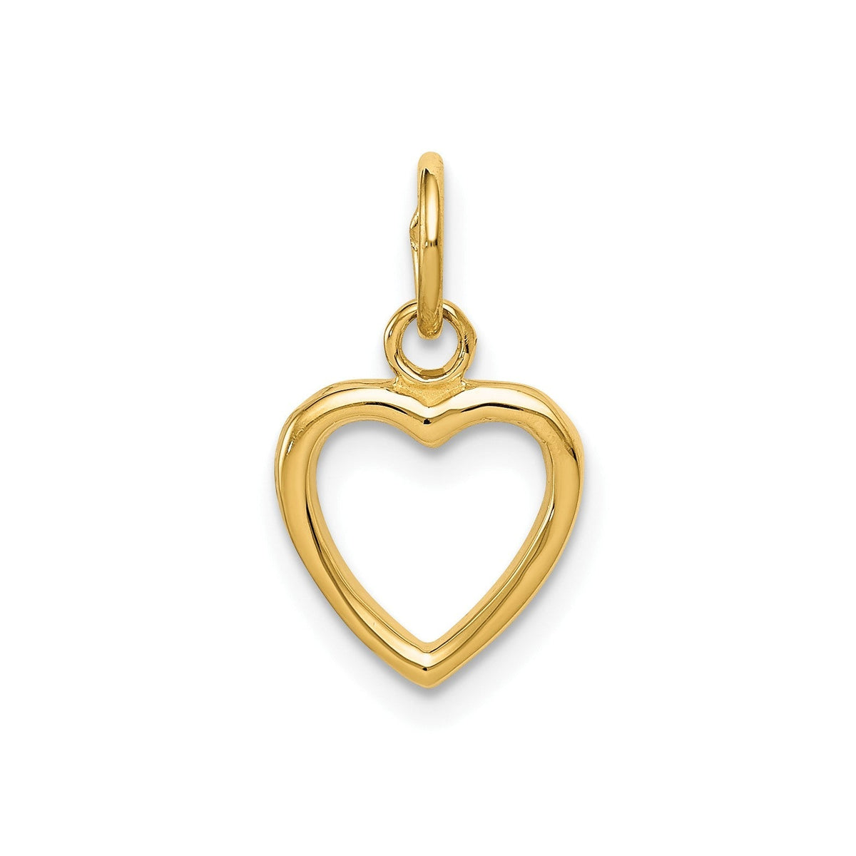 14K Yellow Gold High Polished Heart Pendant, 16x10mm - JewelryAffairs