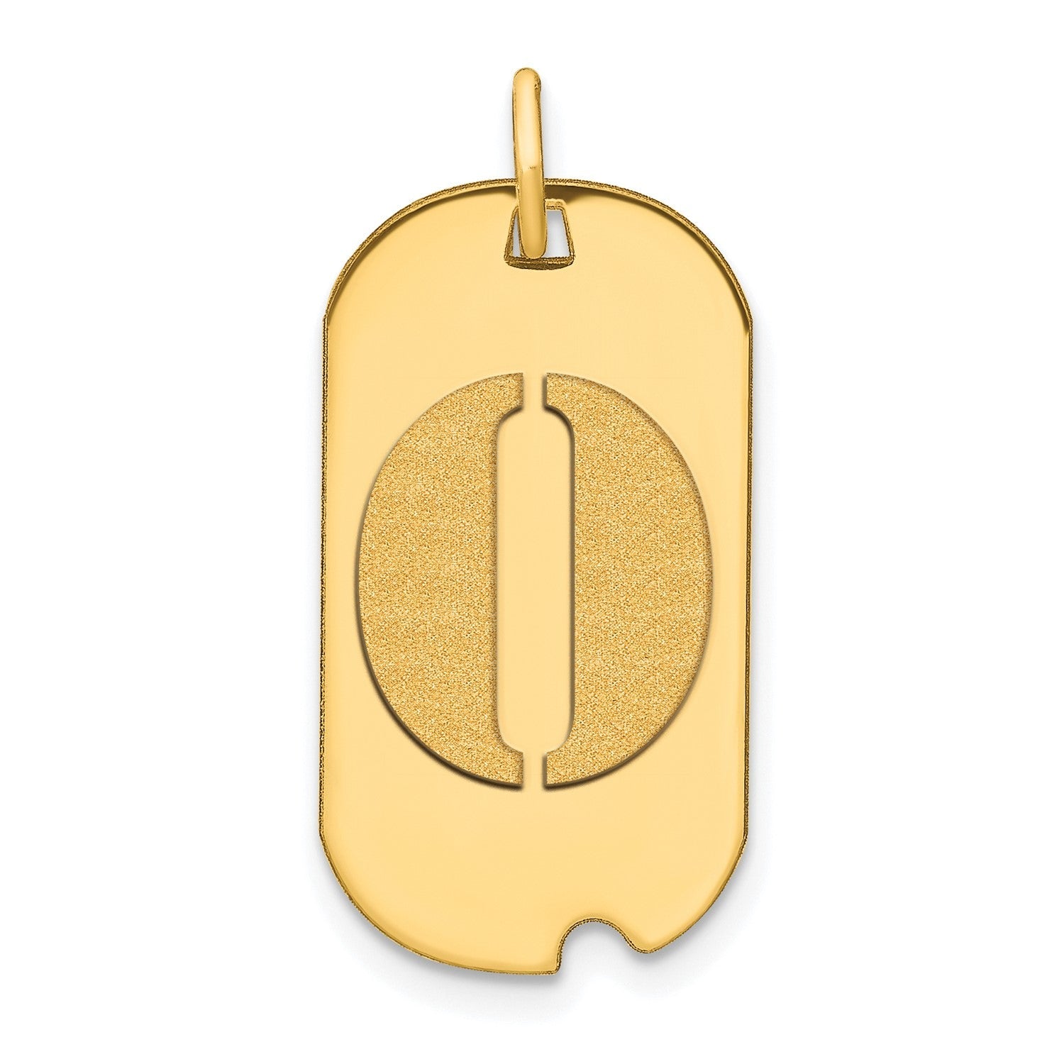 14k Yellow Gold High Polished Letter Initial Dog Tag Pendant,24x14mm - JewelryAffairs