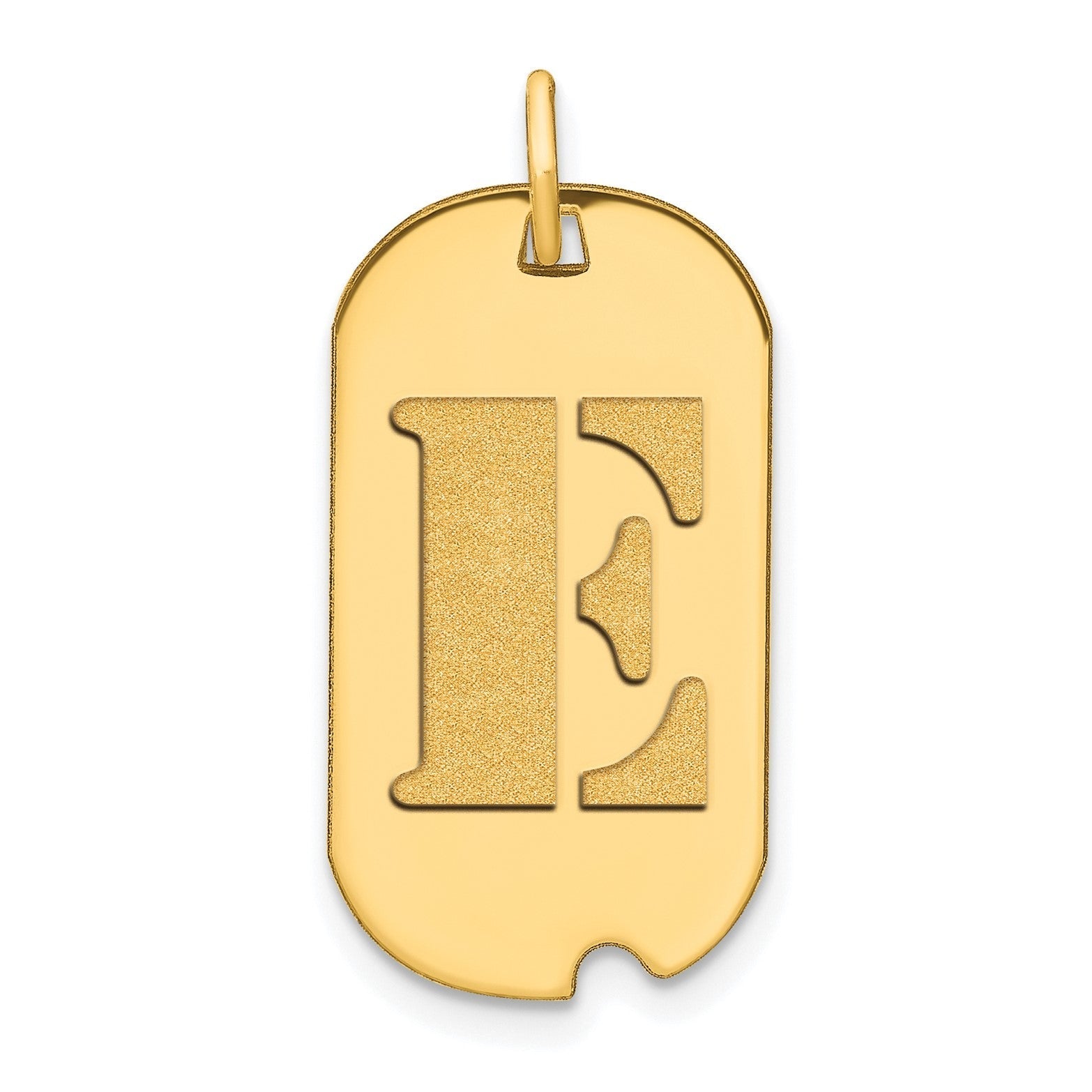 14k Yellow Gold High Polished Letter Initial Dog Tag Pendant,24x14mm - JewelryAffairs