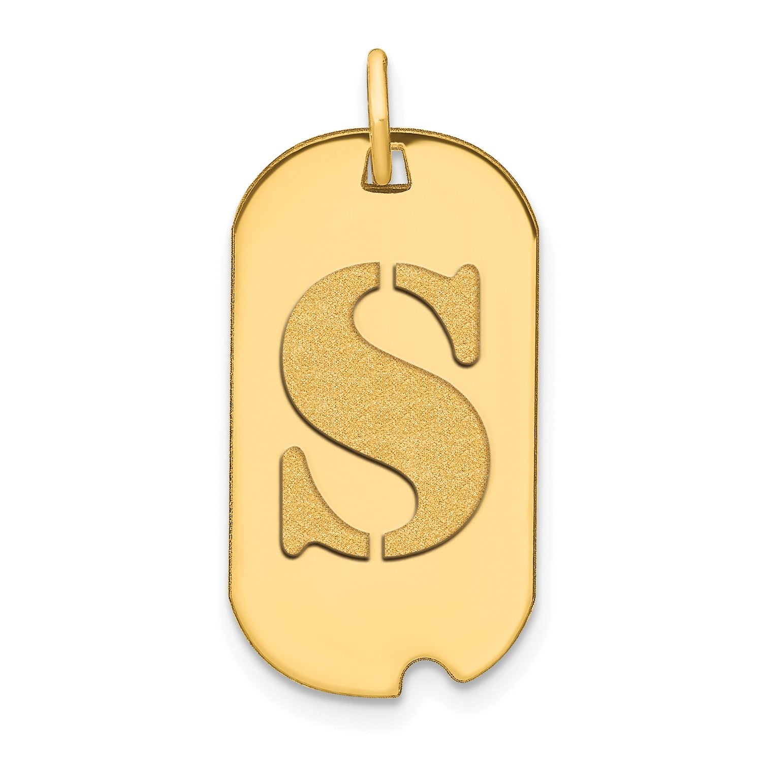14k Yellow Gold High Polished Letter Initial Dog Tag Pendant,24x14mm - JewelryAffairs
