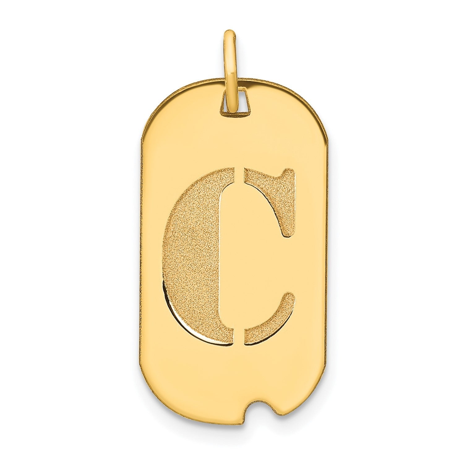 14k Yellow Gold High Polished Letter Initial Dog Tag Pendant,24x14mm - JewelryAffairs