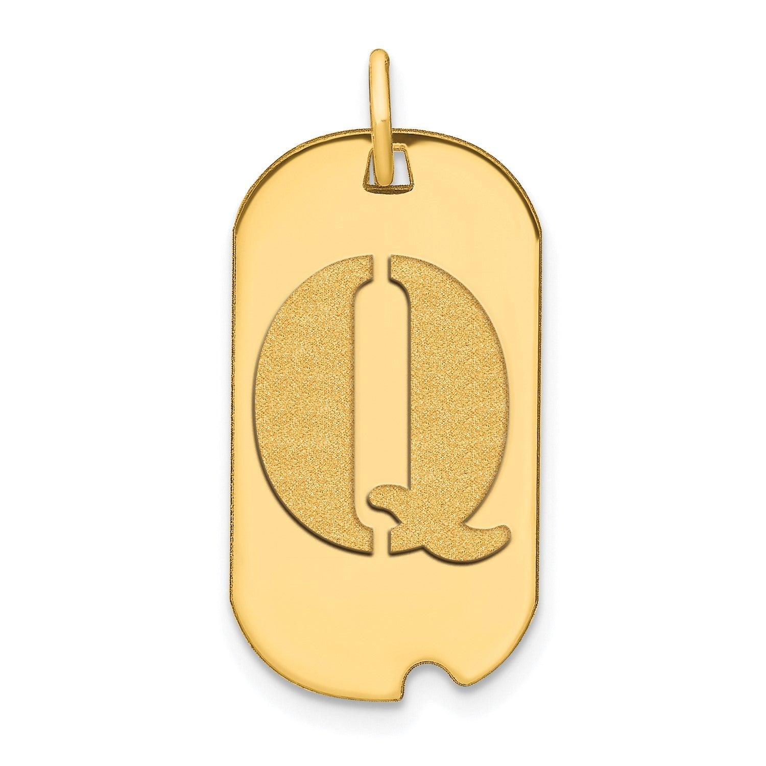 14k Yellow Gold High Polished Letter Initial Dog Tag Pendant,24x14mm - JewelryAffairs