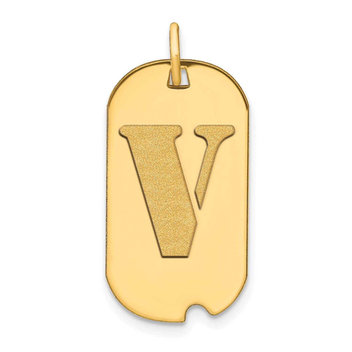 14k Yellow Gold High Polished Letter Initial Dog Tag Pendant,24x14mm - JewelryAffairs