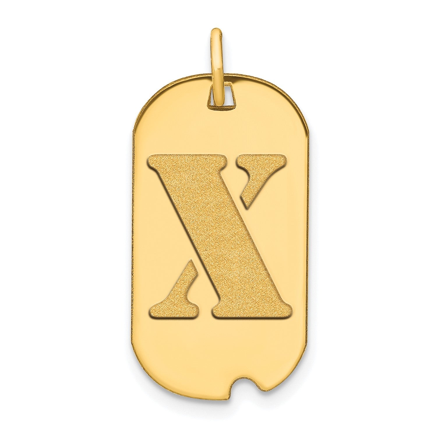 14k Yellow Gold High Polished Letter Initial Dog Tag Pendant,24x14mm - JewelryAffairs