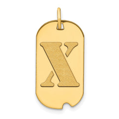 14k Yellow Gold High Polished Letter Initial Dog Tag Pendant,24x14mm