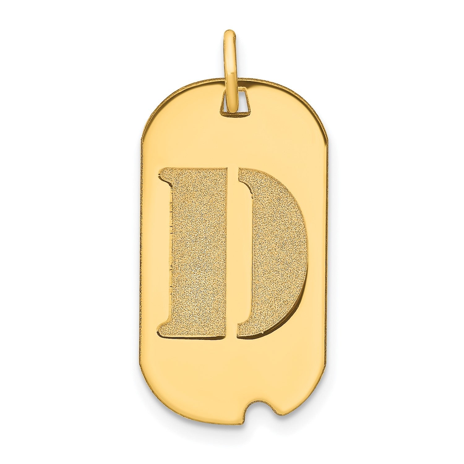 14k Yellow Gold High Polished Letter Initial Dog Tag Pendant,24x14mm - JewelryAffairs