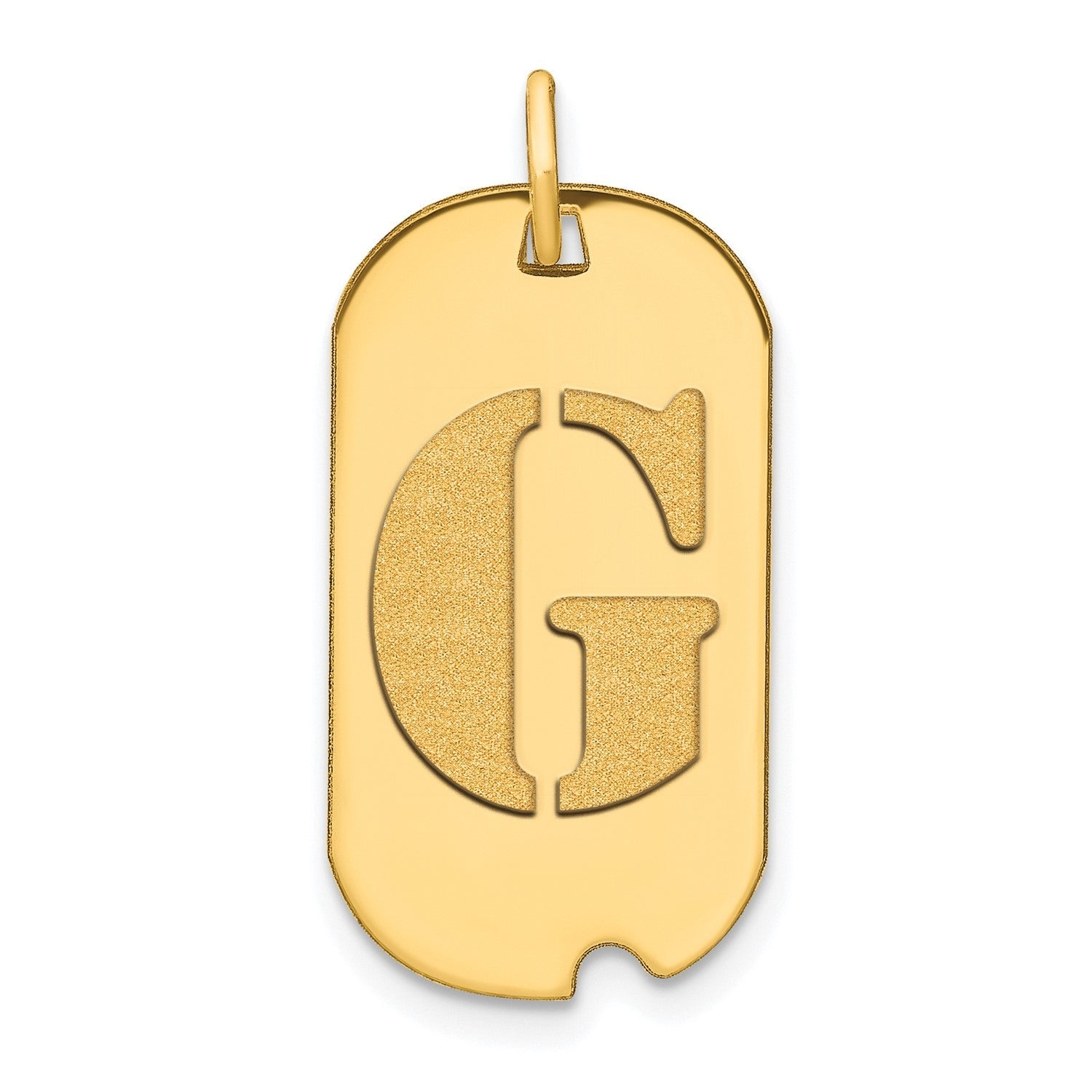 14k Yellow Gold High Polished Letter Initial Dog Tag Pendant,24x14mm - JewelryAffairs