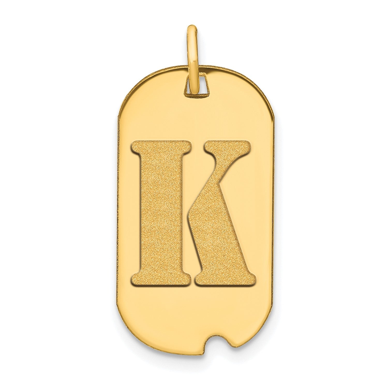 14k Yellow Gold High Polished Letter Initial Dog Tag Pendant,24x14mm - JewelryAffairs