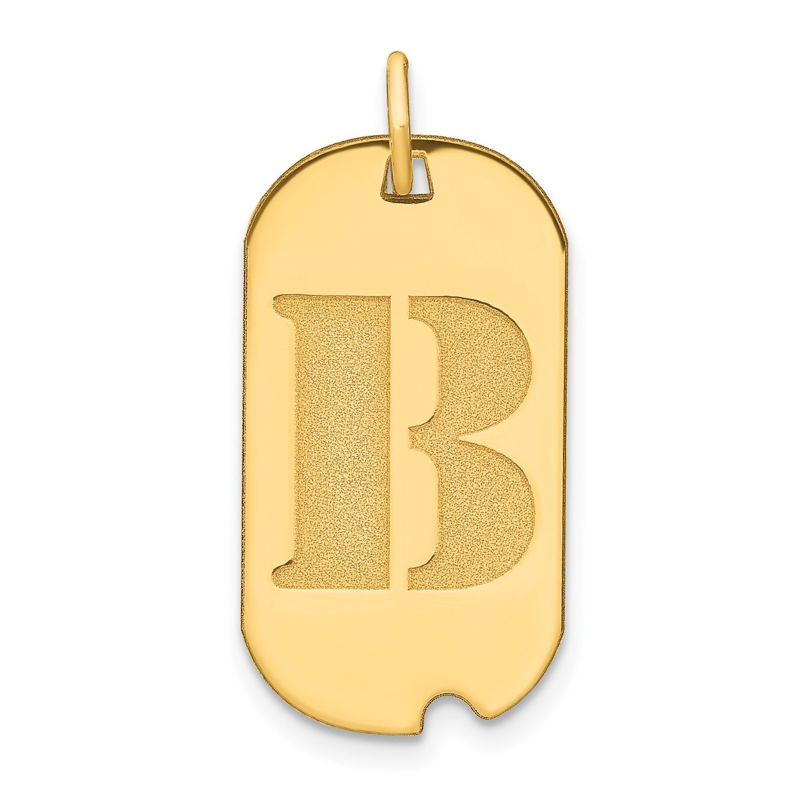 14k Yellow Gold High Polished Letter Initial Dog Tag Pendant,24x14mm - JewelryAffairs