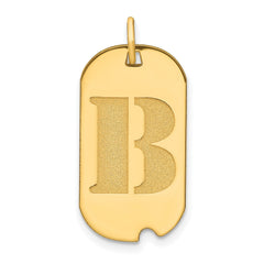14k Yellow Gold High Polished Letter Initial Dog Tag Pendant,24x14mm