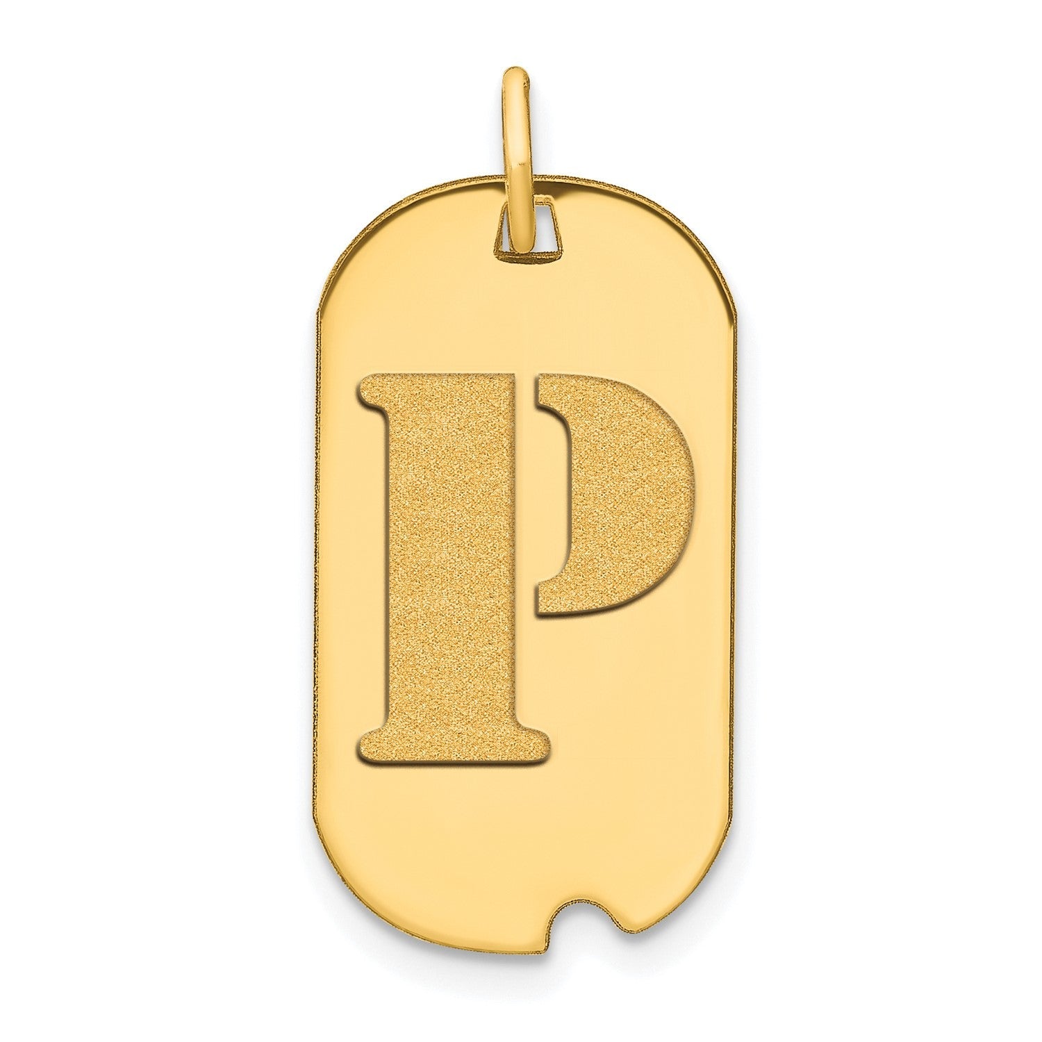 14k Yellow Gold High Polished Letter Initial Dog Tag Pendant,24x14mm - JewelryAffairs