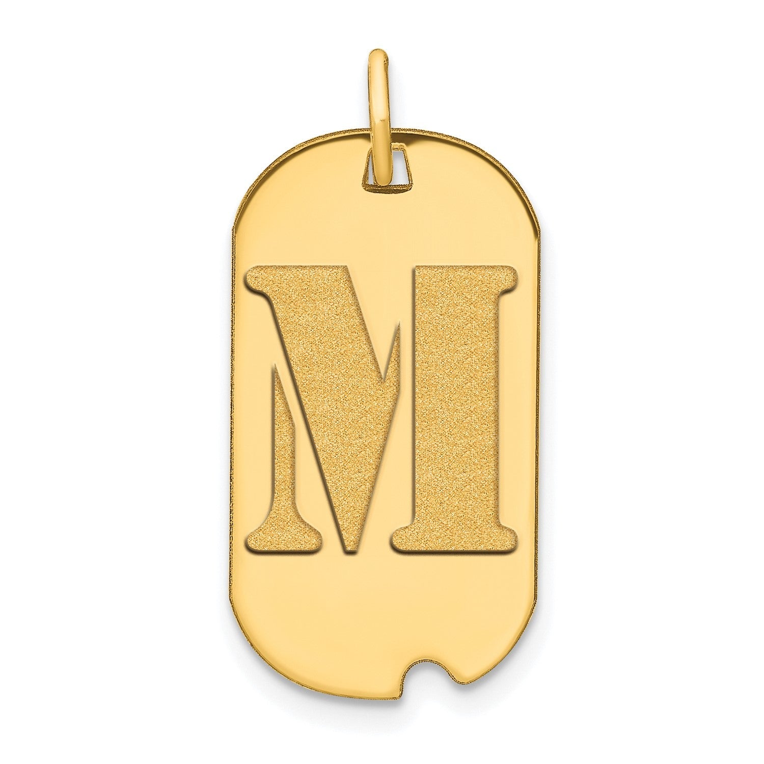 14k Yellow Gold High Polished Letter Initial Dog Tag Pendant,24x14mm - JewelryAffairs