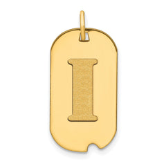 14k Yellow Gold High Polished Letter Initial Dog Tag Pendant,24x14mm