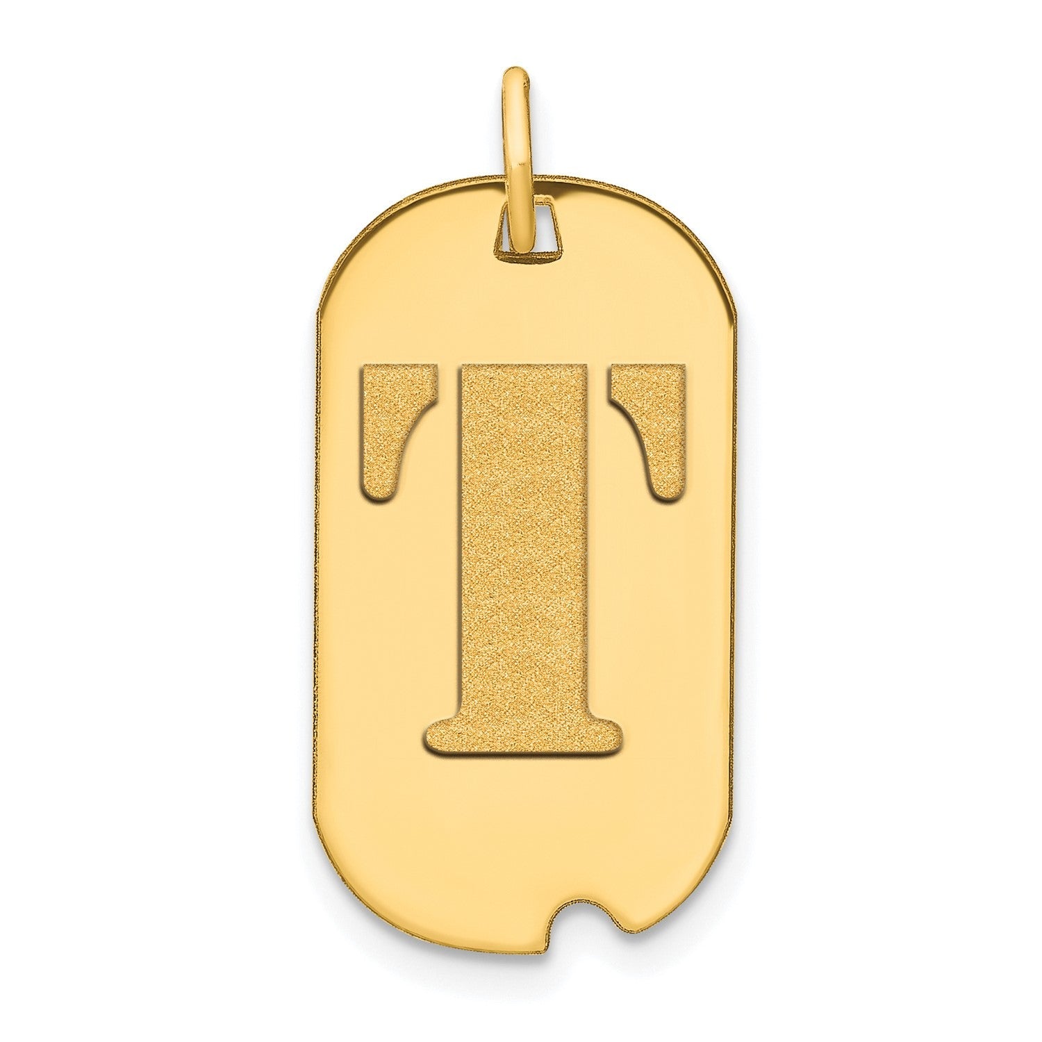 14k Yellow Gold High Polished Letter Initial Dog Tag Pendant,24x14mm - JewelryAffairs