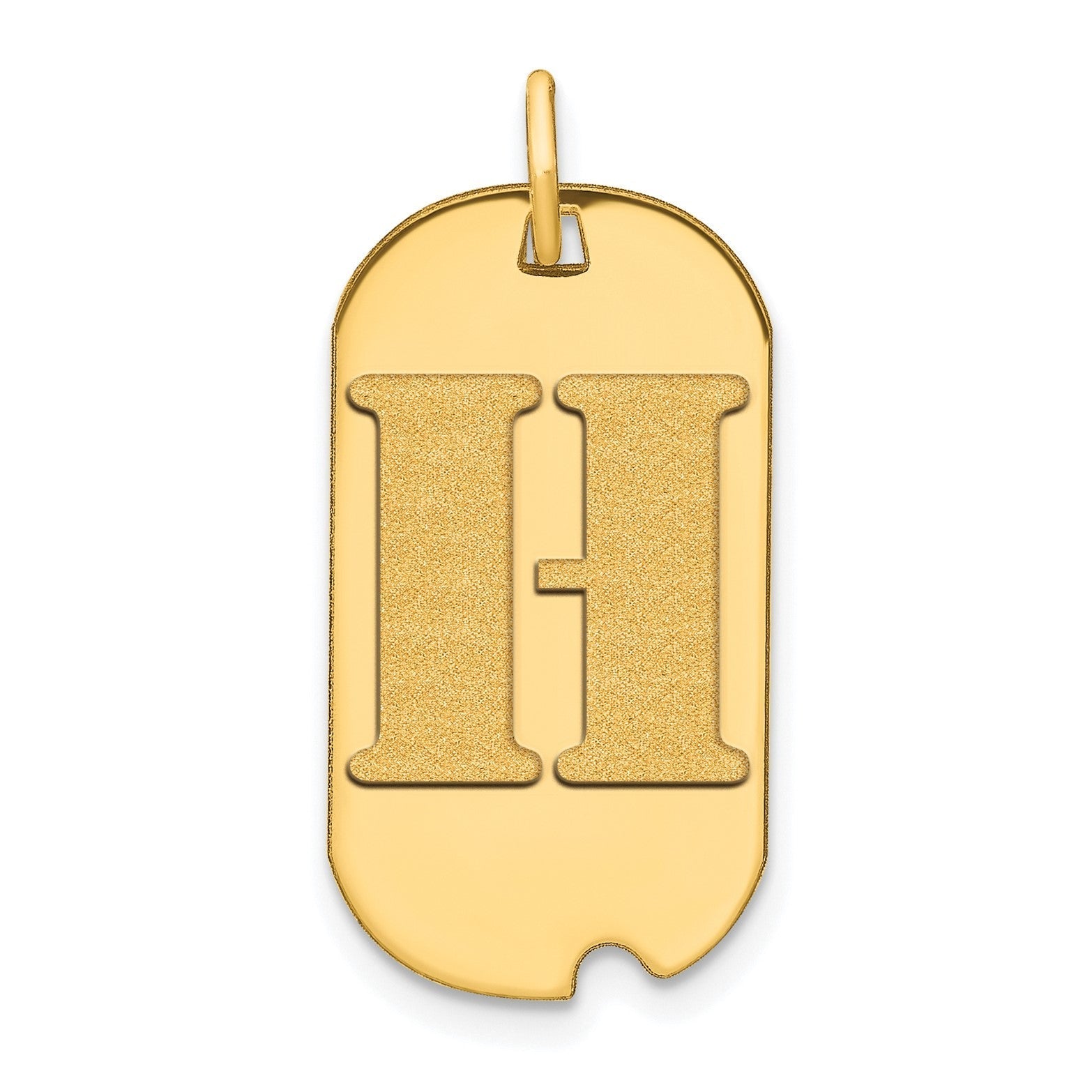 14k Yellow Gold High Polished Letter Initial Dog Tag Pendant,24x14mm - JewelryAffairs