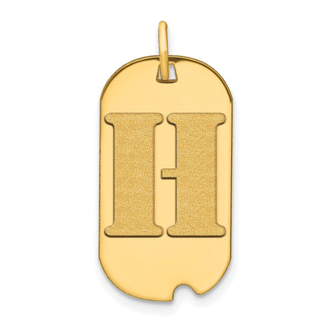 14k Yellow Gold High Polished Letter Initial Dog Tag Pendant,24x14mm