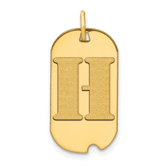14k Yellow Gold High Polished Letter Initial Dog Tag Pendant,24x14mm